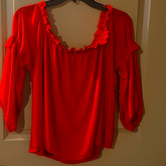 Red Ruffled Women's Top - Picture 2 of 2